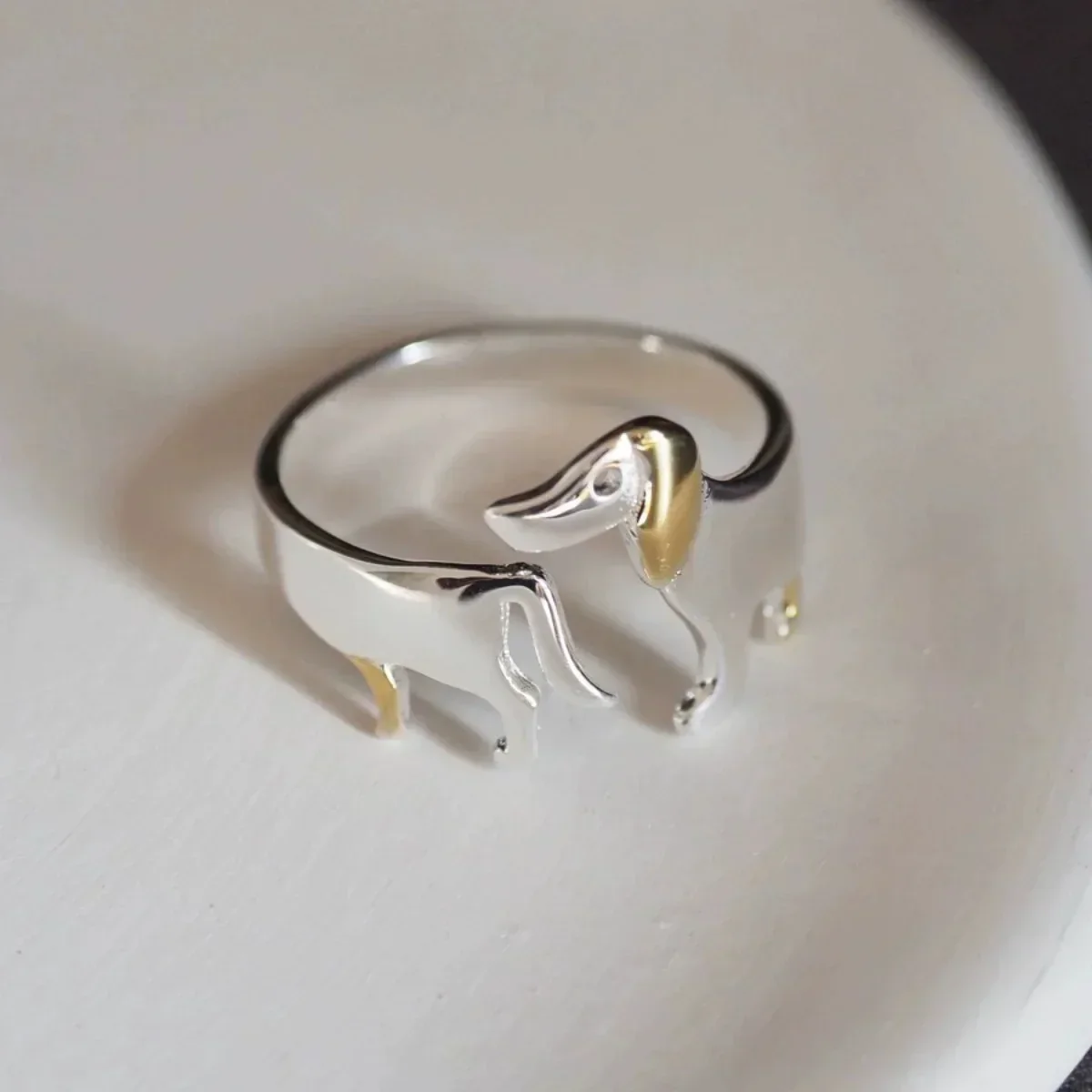 925 Sterling Silver Dachshund Ring – Adjustable Fit - Image 2