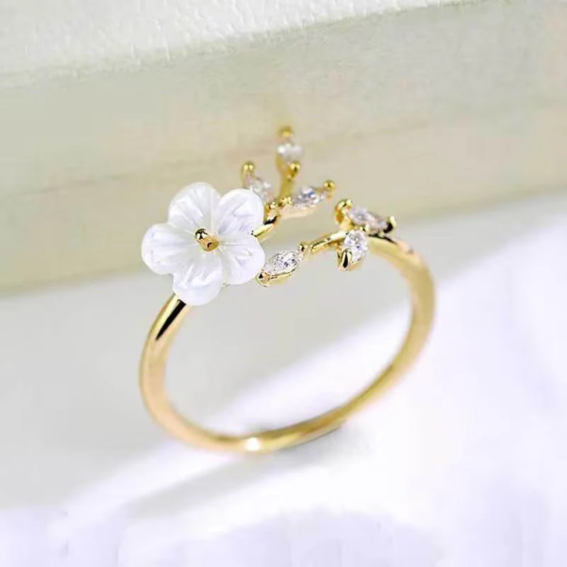 Vintage Adjustable Flower and Leaf Ring