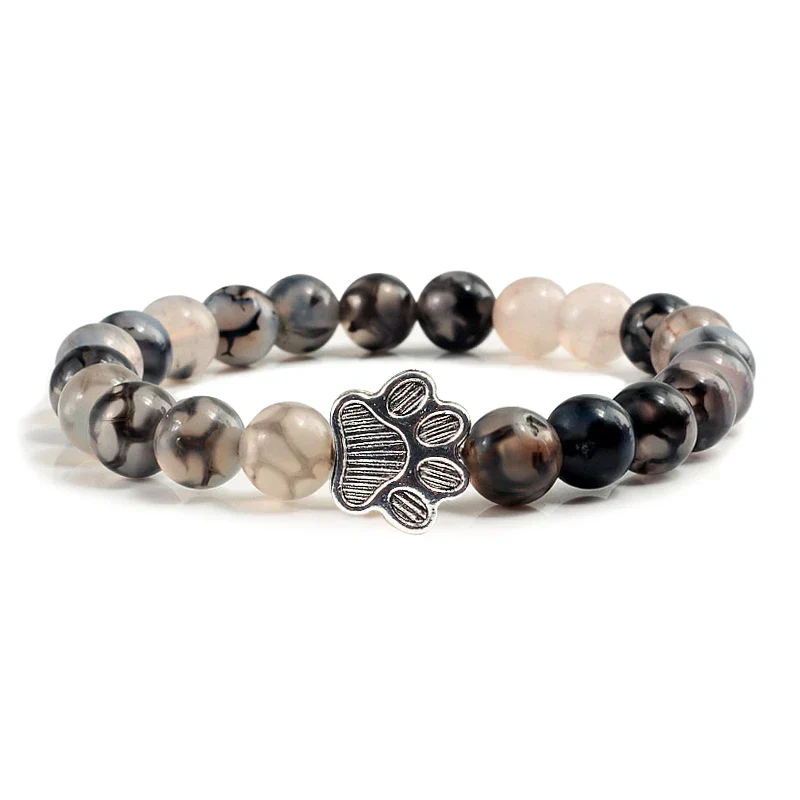 Beaded Paw Bracelet – Natural Stone Design - Image 2