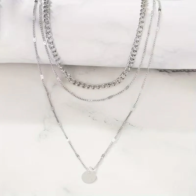 Elegant Multi-Layer Necklace with Round Pendant - Image 2