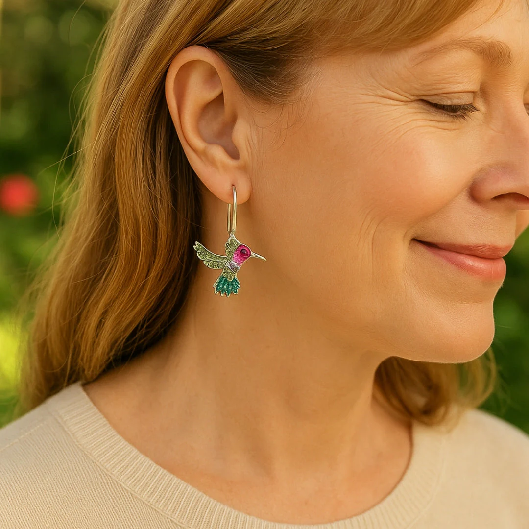 Colorful Hummingbird Sparkle Earrings - Image 2