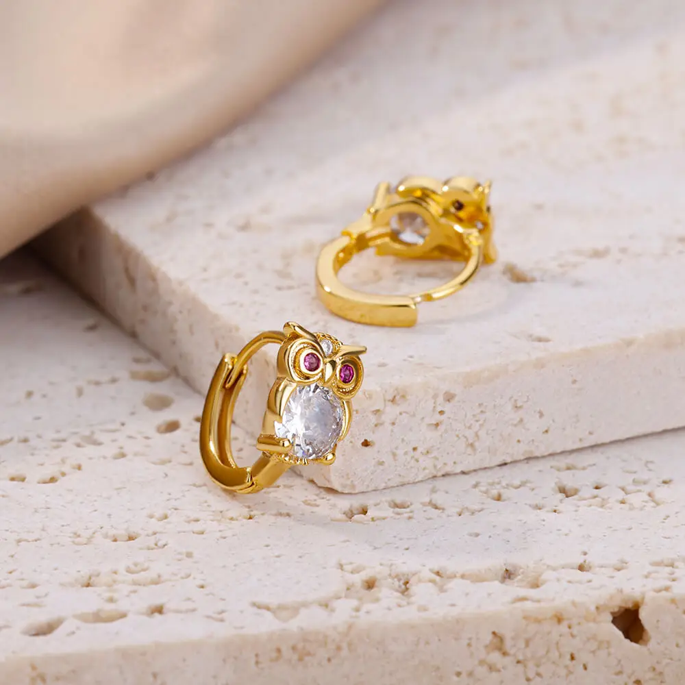 Crystal Animal Hoop Earrings - Image 2