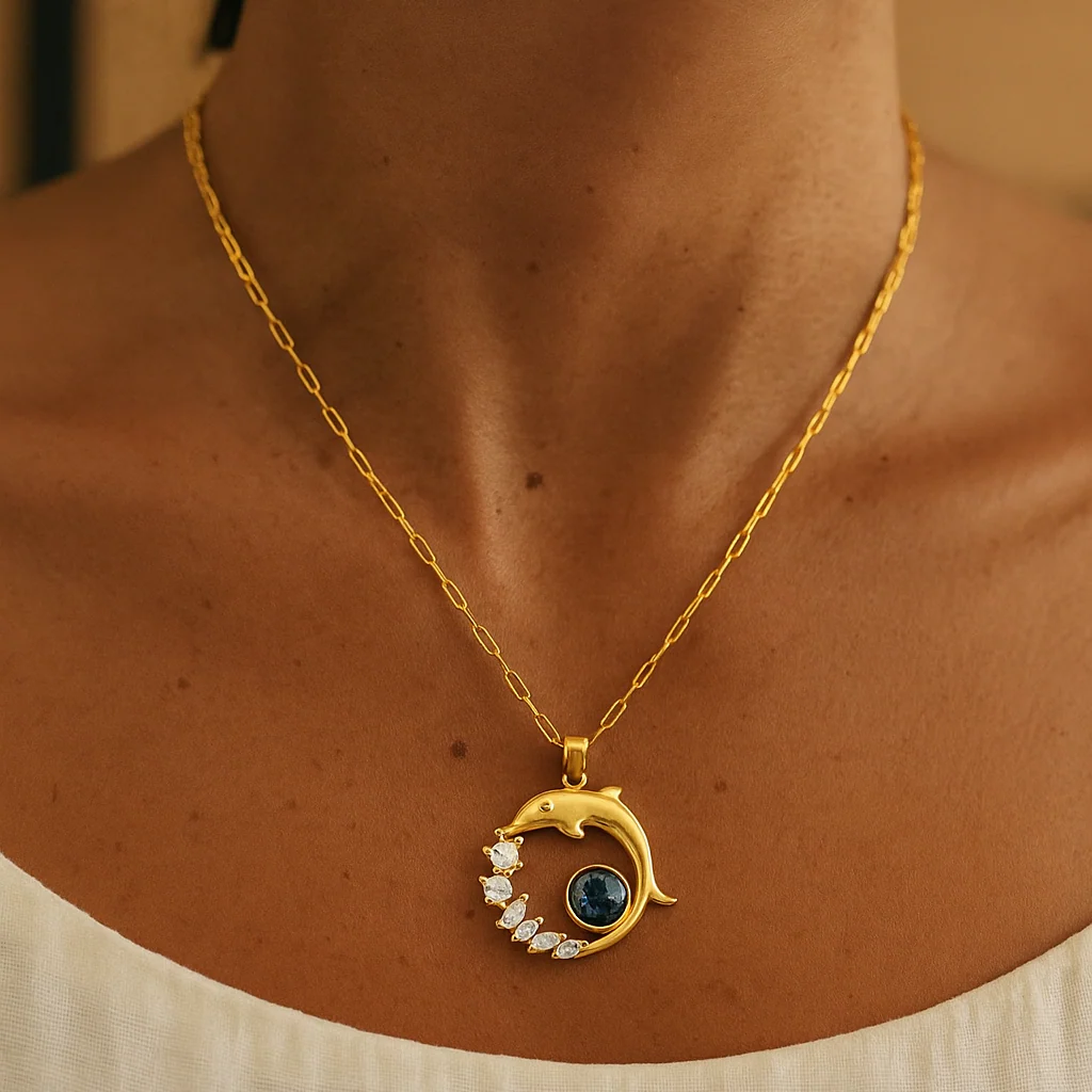 Elegant Dolphin Star Necklace - Image 2