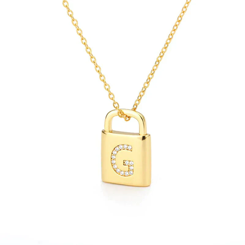 Golden Initial Lock Necklace - Image 2