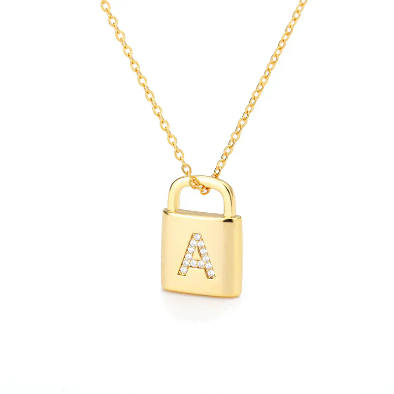 Golden Initial Lock Necklace - Image 24