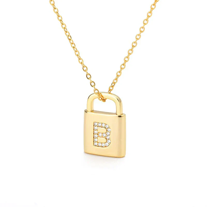 Golden Initial Lock Necklace - Image 25