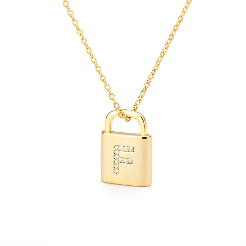 Golden Initial Lock Necklace - Image 29