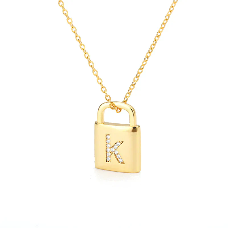 Golden Initial Lock Necklace - Image 6