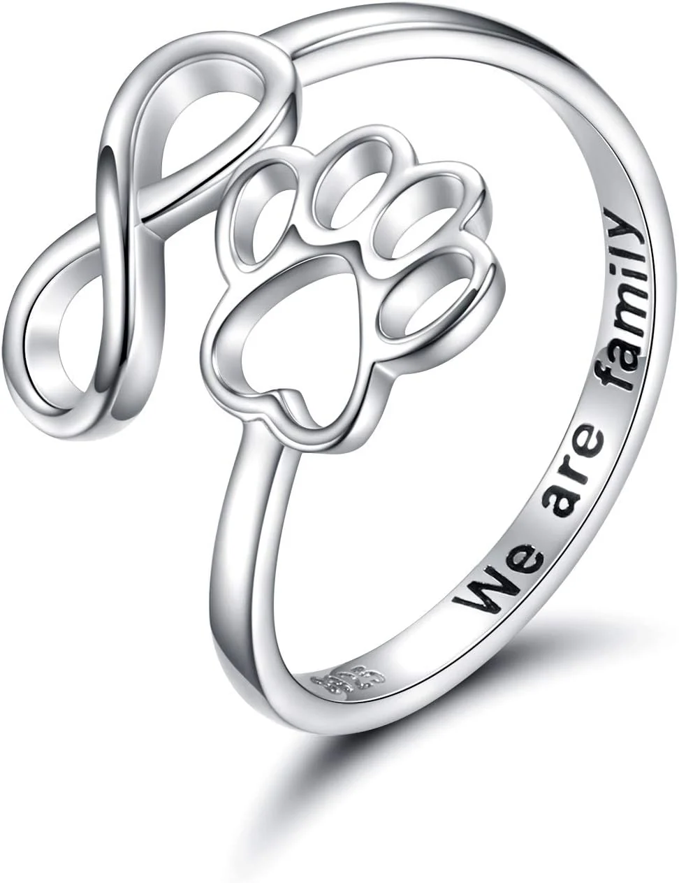 Handcrafted Paw & Heart Ring – Adjustable 925 Sterling Silver - Image 3
