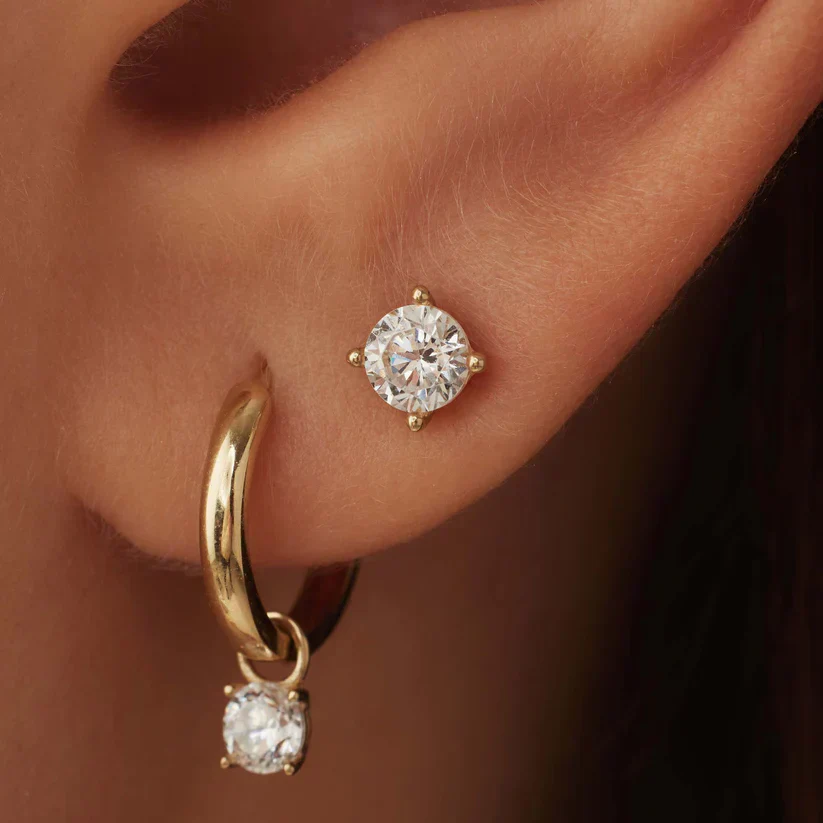 Larmes de Lune Stone Stud Earrings | Gold - Image 2
