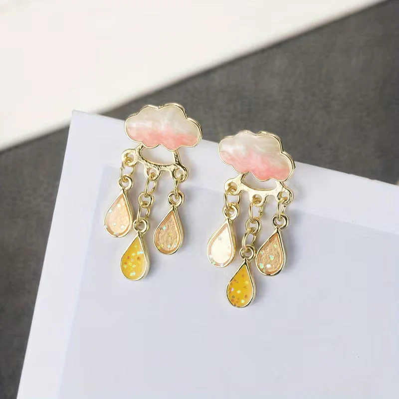 Elegant Cloud Drop Earrings with Tassels - Image 2