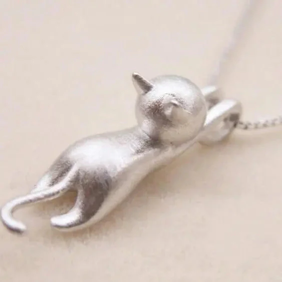 Playful Kitten Sterling Silver 925 Necklace