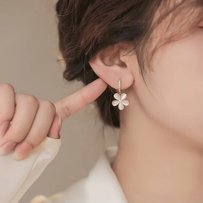 Pristine Petal Earrings with Opal