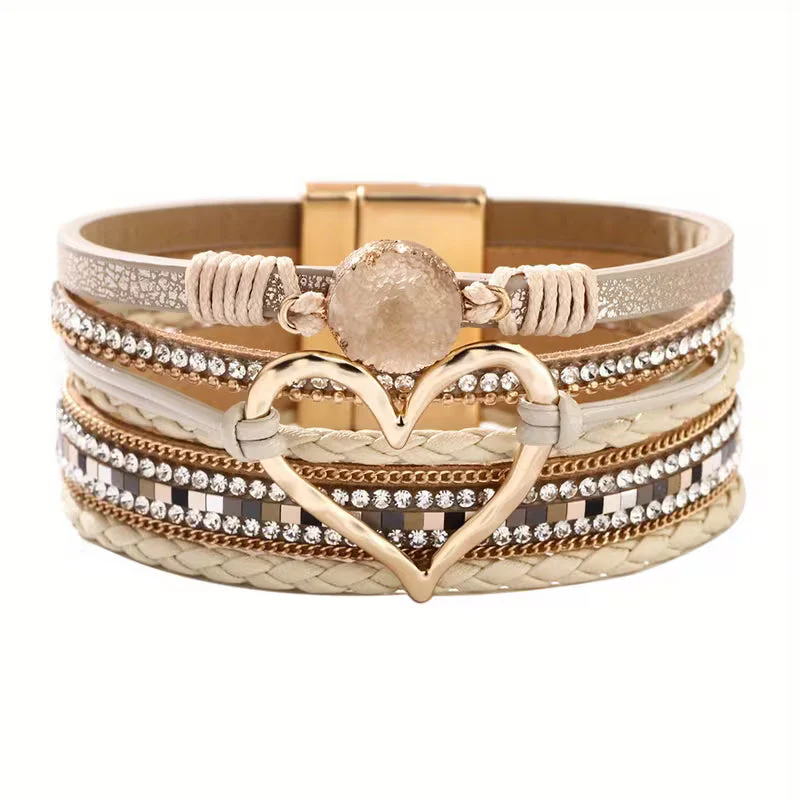 Boho Multi-Layer Gold Heart Bracelet