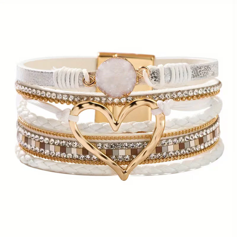 Boho Multi-Layer Gold Heart Bracelet - Image 2