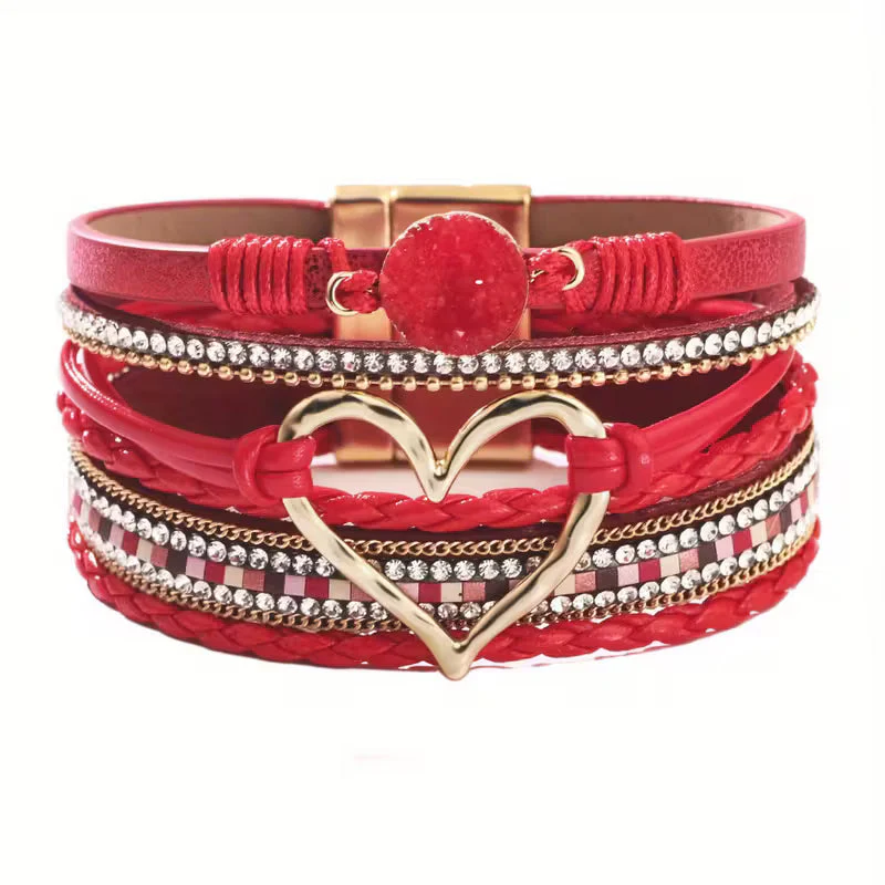 Boho Multi-Layer Gold Heart Bracelet - Image 3