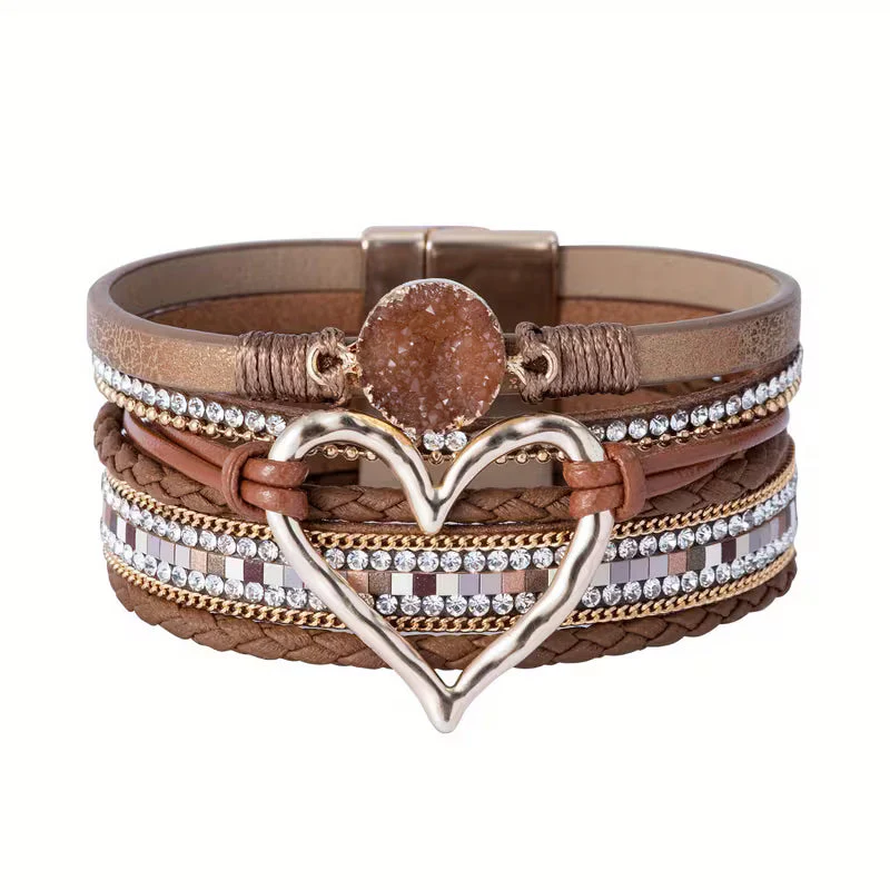 Boho Multi-Layer Gold Heart Bracelet - Image 5