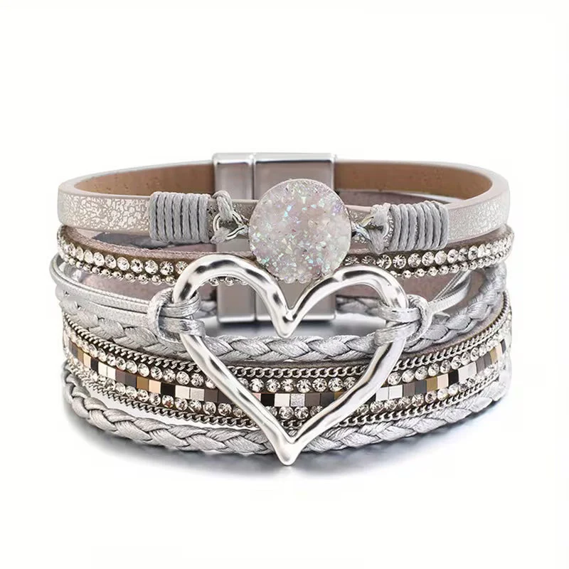 Boho Multi-Layer Gold Heart Bracelet - Image 6