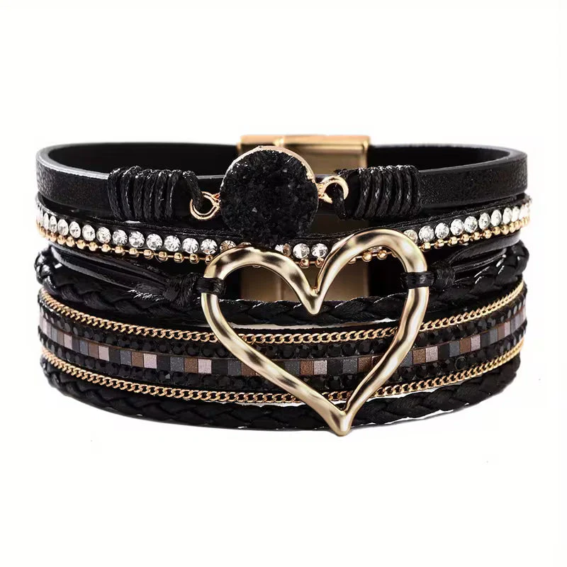 Boho Multi-Layer Gold Heart Bracelet - Image 7