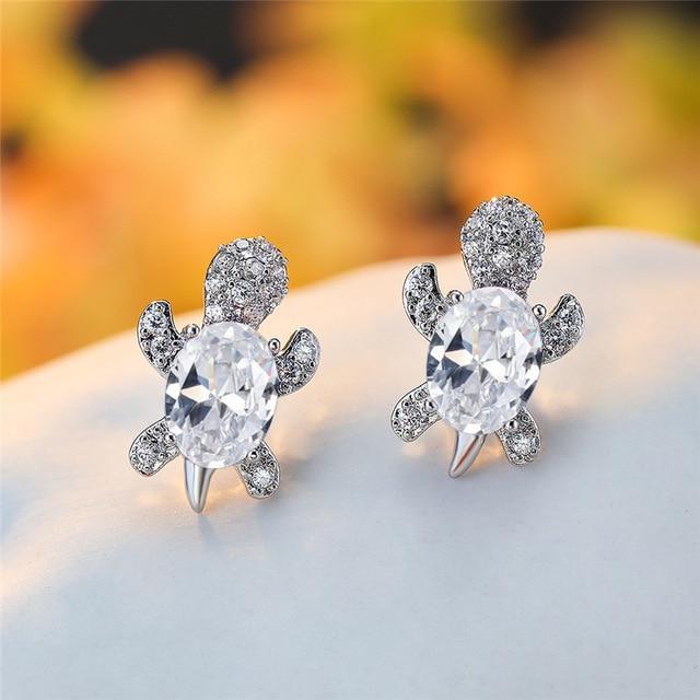 Sea Turtle Earrings in Zirconium and Silver - Image 6