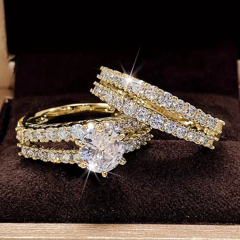 2-Piece Zirconia Wedding Ring Set - Image 2