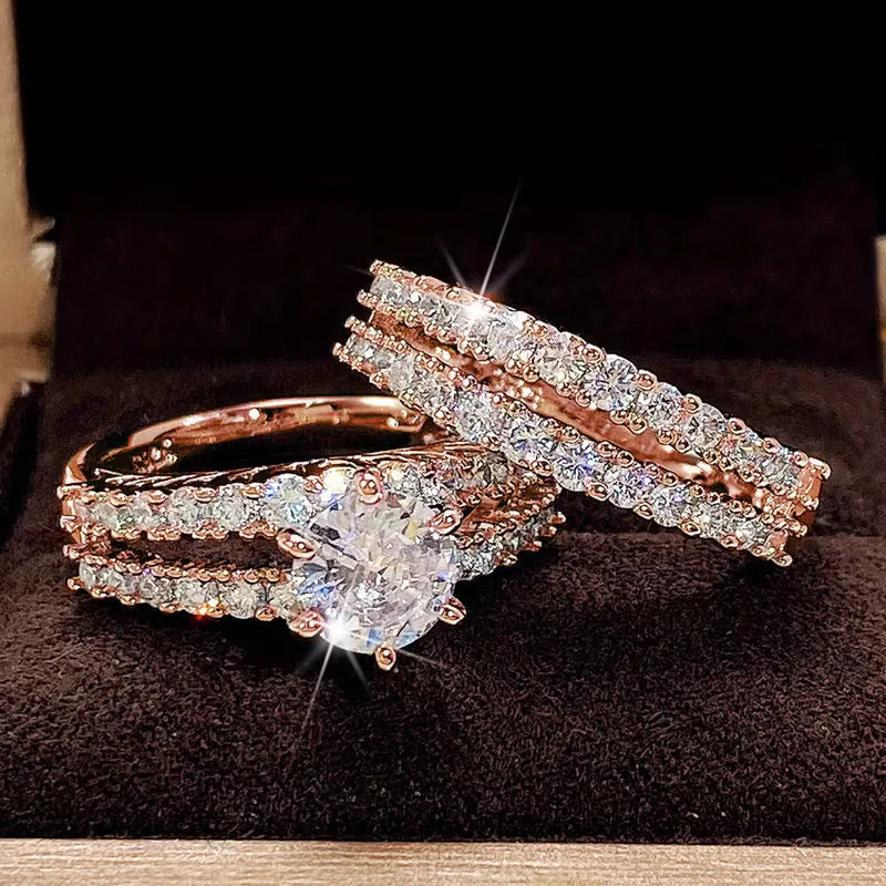 2-Piece Zirconia Wedding Ring Set - Image 3
