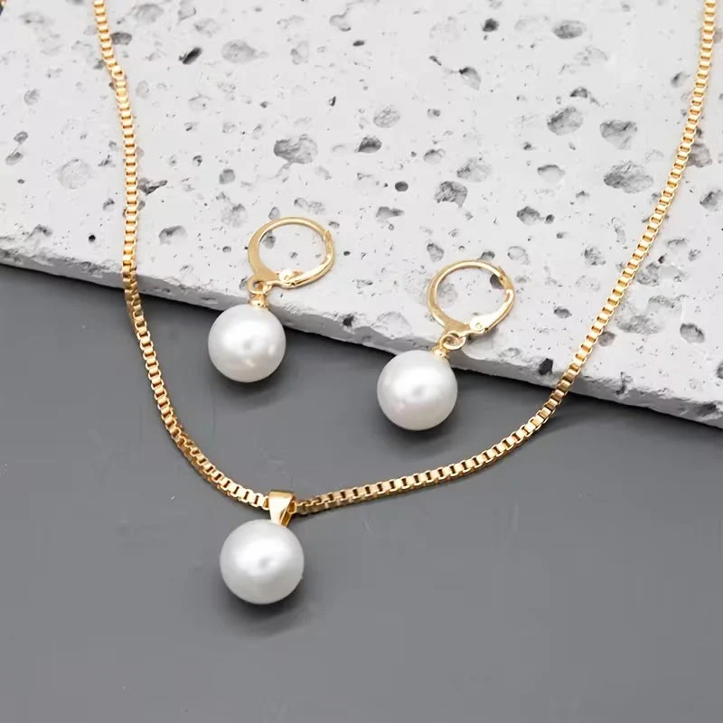 3-Piece Pearl Necklace and Earring Set - Image 2