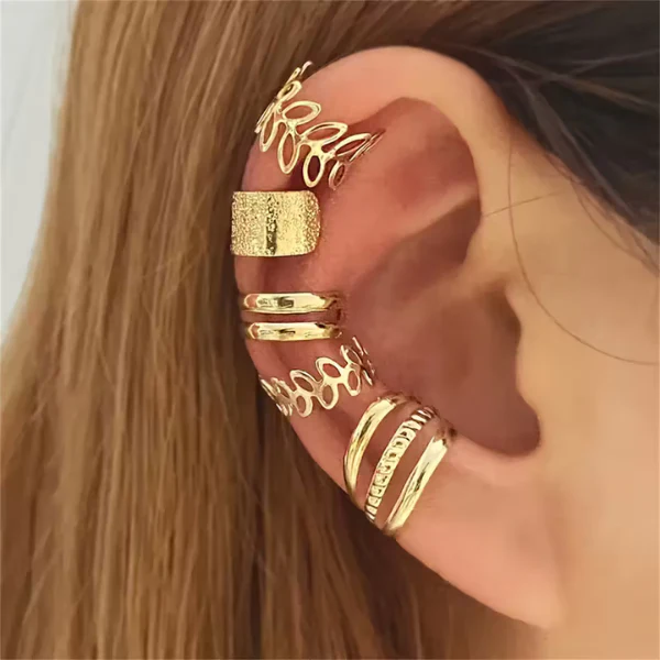 5-Piece Vintage Gold Earring Set - Image 2