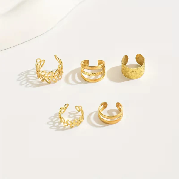 5-Piece Vintage Gold Earring Set - Image 3