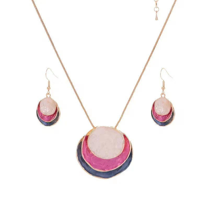 Boho Enamel Necklace and Earring Set - Image 2
