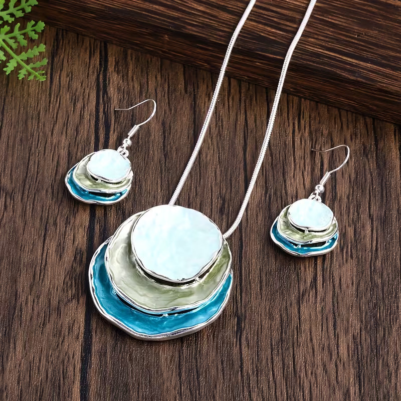 Boho Enamel Necklace and Earring Set - Image 4