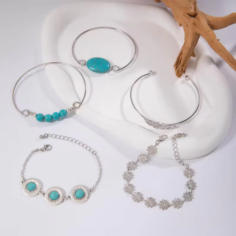 5-Piece Vintage Boho Bracelet Set - Image 2
