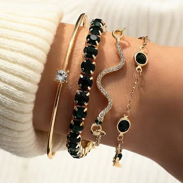 Gold Gemstone Bracelet Set - Image 2
