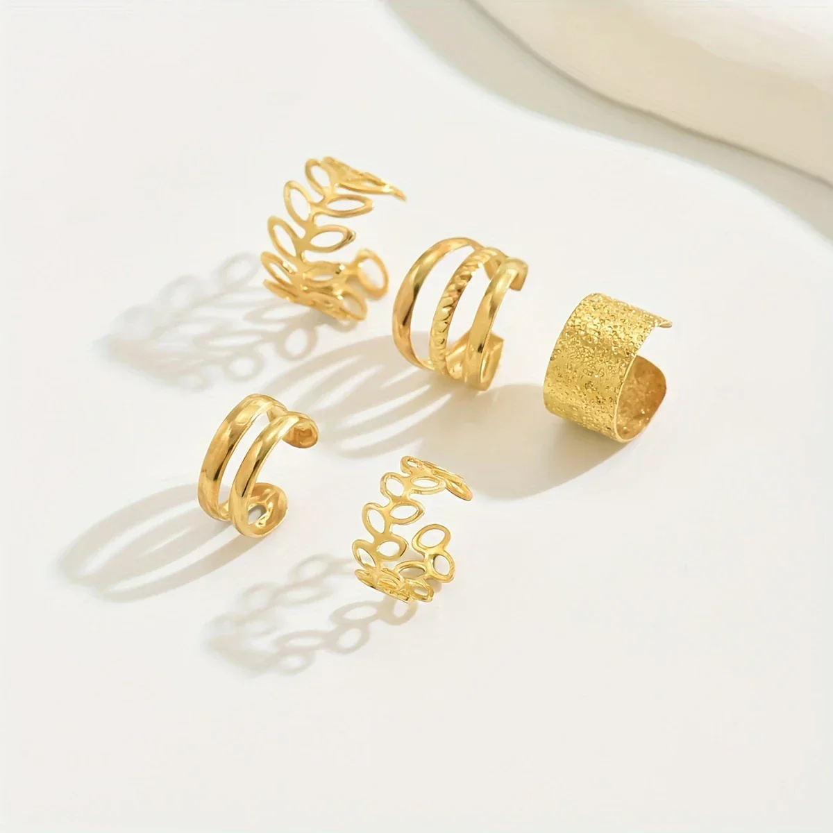 Set of 5 Elegant Gold Earrings - Image 2