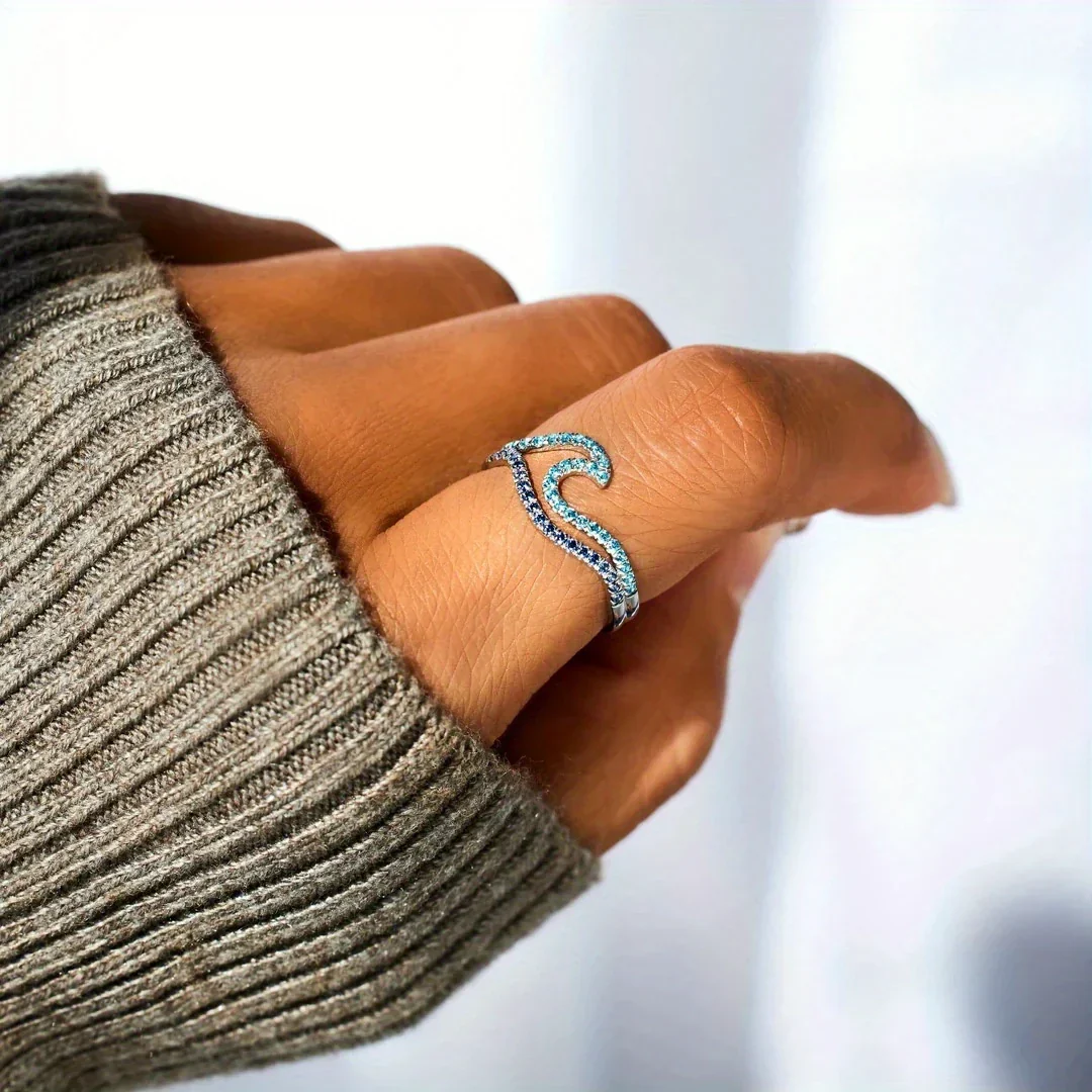 Shiny Ocean Wave Ring - Image 2