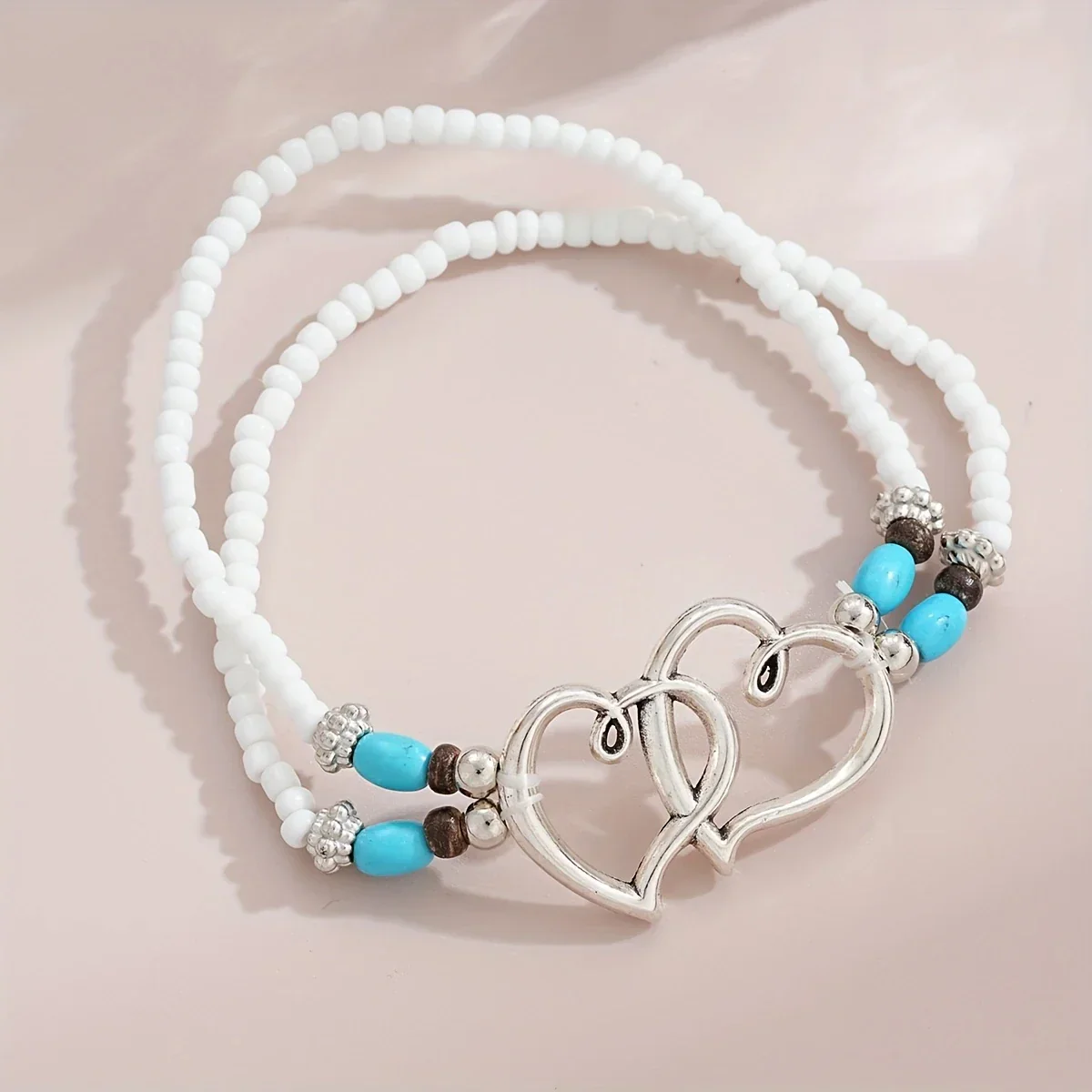 Silver Heart Necklace and Bracelet Set - Image 2