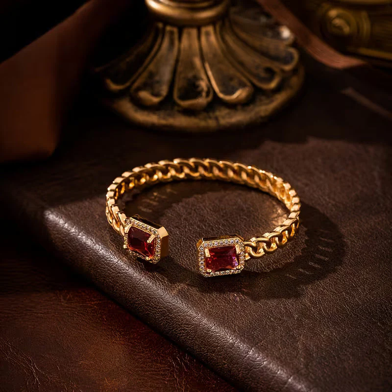 Veloria Ruby Open Bracelet | Gold - Image 2