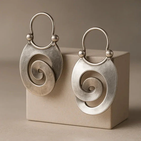 Vintage Irregular Silver Earrings - Image 3