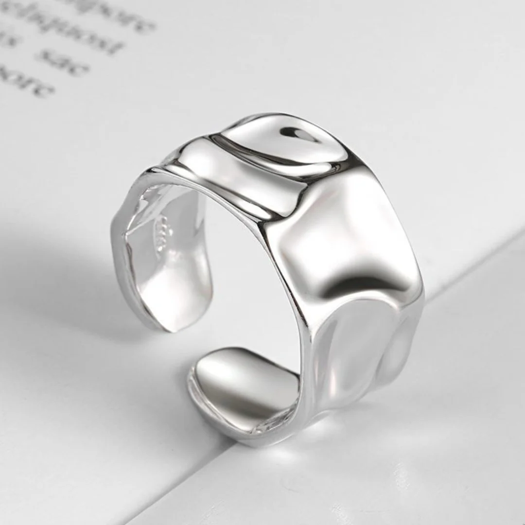 Wide Asymmetric 925 Silver Ring